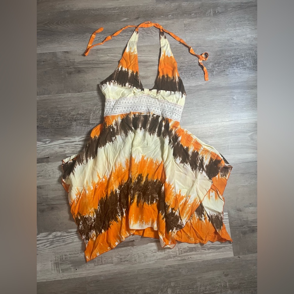 3/$20 Orange Tie-Dye Halter Dress